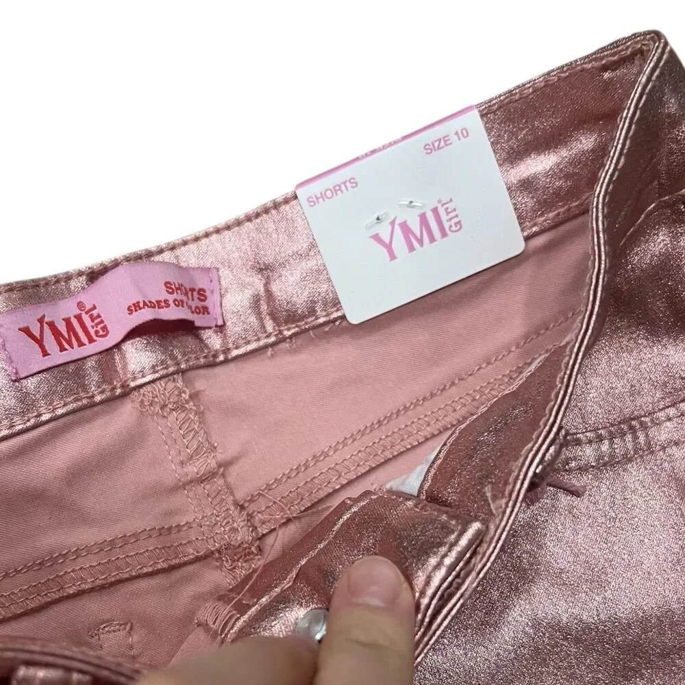 Ymi Girl Pink Metallic Shorts 10
